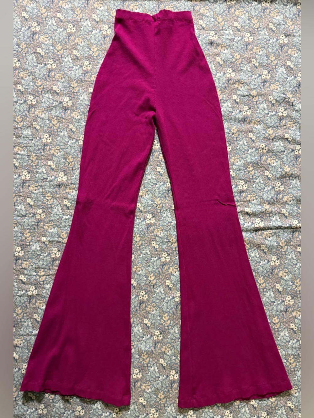 Ripley Rader Ribbed Flared Pants in Magenta - Picture 2 of 4